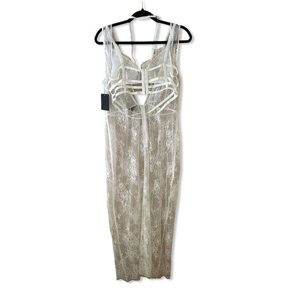 NBD Zola lace midi dress white sheer bralette bustier Revolve NWT L - Picture 6 of 14
